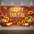 thumbnail image 4 of Decorative Design Happy Fall Banner Leaf Pattern Wooden Background Floral Basket for Autumn Decoration Outdoor Party Thanksgiving, 4 of 9