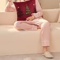 thumbnail image 2 of Lksixu Christmas Throw Pillow Cover, 18x18 inch Red Velvet Christmas Tree Embroidery Pillow Cases, Soft Farmhouse Decorative Pillowcases Winter Holiday Cushion Cover Christmas Decorations for Couch, 2 of 6