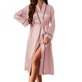 thumbnail image 2 of Antinious Women Casual Silk-Like Solid Open-Front Robe Homedress Sleepdress,Winter Pajamas Dress for Women,Nightgowns for Women,Pink,S, 2 of 4