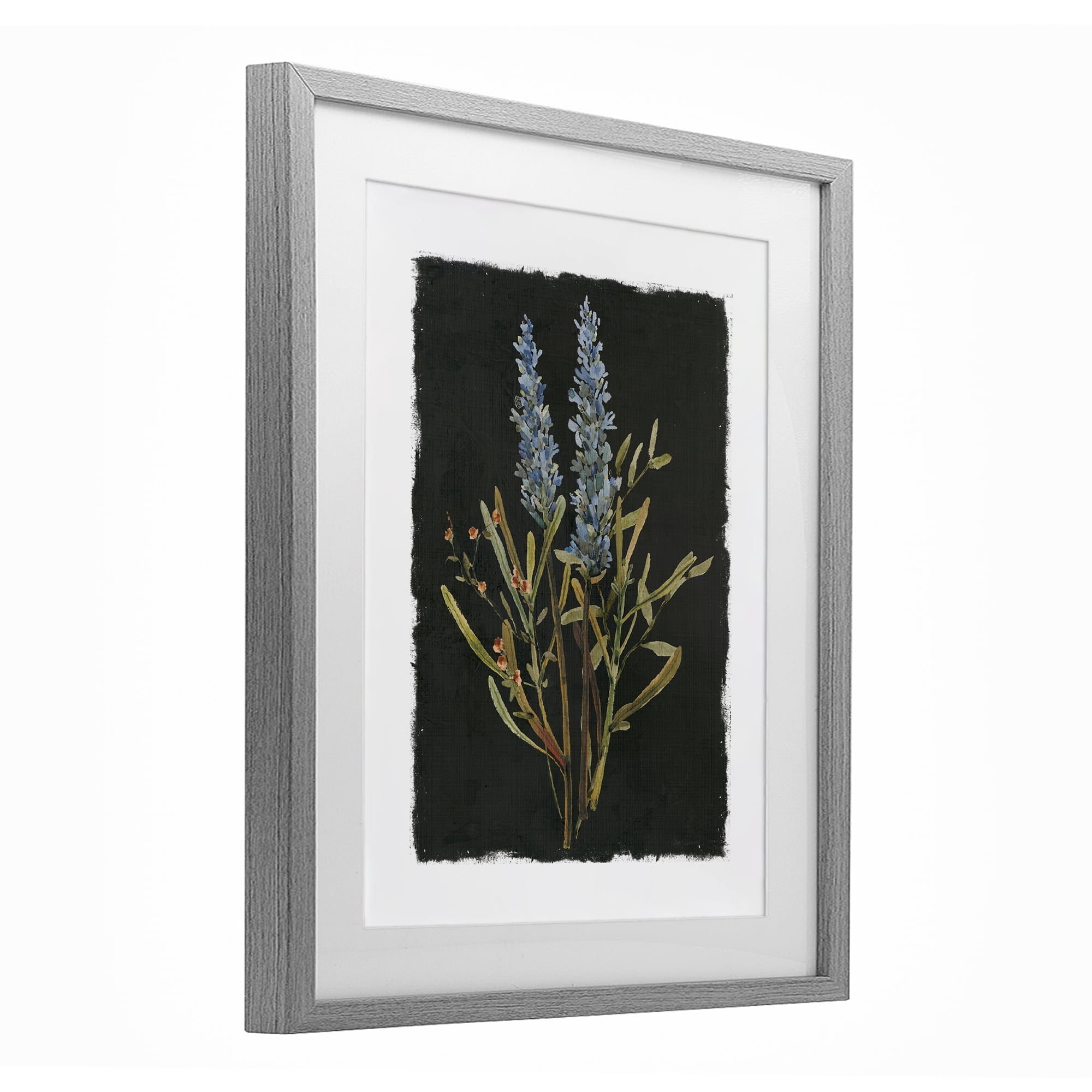 Stupell Industries Lavender Sprigs on Dark Background Gray Framed Print Under Glass, design by Carol Robinson