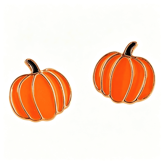 DESIGNICE Fall Pumpkin Small Stud Earrings Gold Plated Halloween Thanksgiving Day Funny Cute Enamel Orange Vegetable Plant Lightweight Tiny Earrings for Women Autumn Holiday Party Christmas Fashion