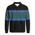 thumbnail image 6 of Horkkom Button Down Shirt Men Collared Striped Knit Shirt Breathable Long Sleeve Casual Color Block Shirts XXL, 6 of 6