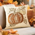 thumbnail image 3 of Uutvery Autumn Decorative Throw Pillow Cover, 18x18 Inch Embroidery Velvet with Maple Leaves and Pumpkin, Fall Harvest Decor for Sofa Garden Living Room Bedroom, 3 of 6