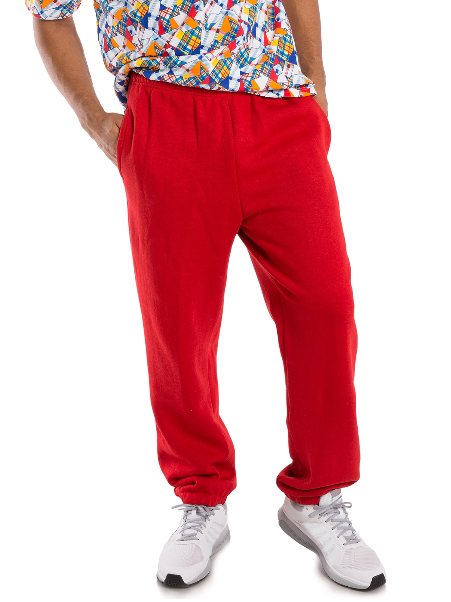 Vibes Men Fleece Sweatpants Elastic Leg Red 2XLarge
