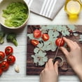 thumbnail image 3 of Wedding Cutting Board, Celebration Flowering Branch Delicate Rings on Wooden Surface Rustic Effect, Decorative Tempered Glass Cutting and Serving Board, Large Size, Brown and White, by Ambesonne, 3 of 5
