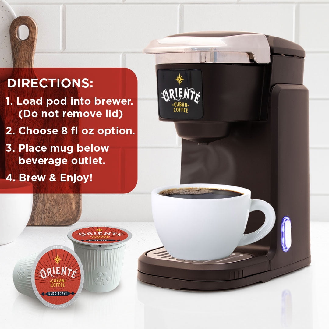 Oriente Cuban Coffee Roasters, Dark Roast Cuban Coffee Pods, Compatible w/ K-Cup Brewers, 50ct