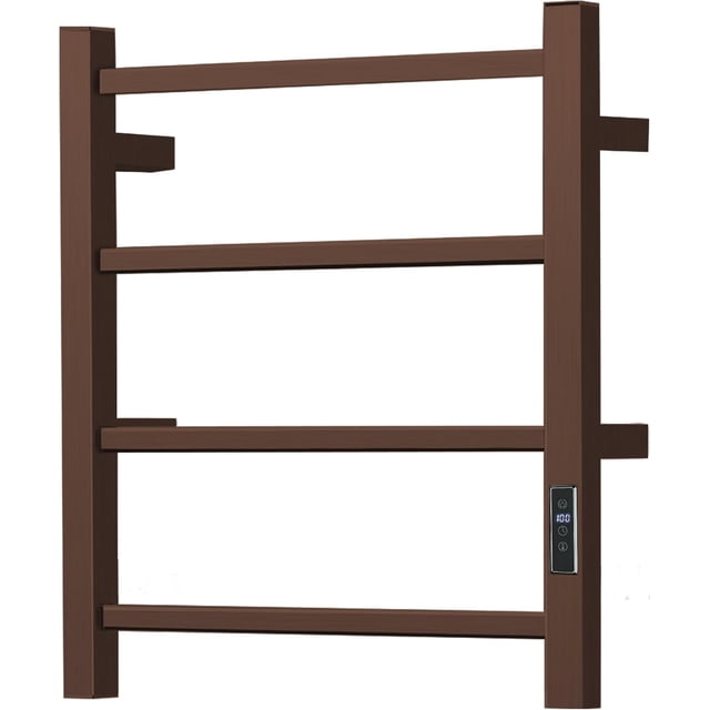 Electric Towel Warmer - Wall Mounted Bathroom Heated Towel Rack Plug-in Design &; Brushed Stainless Finish Gold