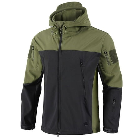 IYTR Men s Soft Jacket Windproof Fleece Lined Hooded Outdoor Warm Hiking Climbing Hunting Jacket Green XXL