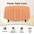 thumbnail image 2 of Exquisite 84" Round Tablecloth Cover - Peach Disposable Plastic Tablecloth - Heavy Duty Premium Plastic Disposable Table Cloth Round, 1ct, 2 of 6