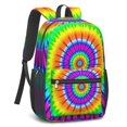 thumbnail image 2 of Pink and Yellow Tie Dye Pattern 17" Waterproof Oxford School Backpacks for Teens, S-Shape Padded Straps, for School, Travel, Hiking, Camping, 2 of 5