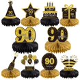 thumbnail image 1 of Gexolenu 10 Piezas Centros De Mesa De Panal De 90 Cumpleaños Oro Negro Saludos A 90 Años Centros De Mesa De Cumpleaños Adornos De Mesa Para Decoraciones De 90 Cumpleaños 90 Fabulosos Suministros De De, 1 of 3