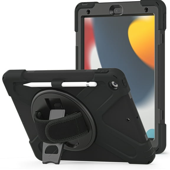 KIQ Shield 10.2 inch iPad Case 9th Generation, iPad 8th & 7th Generation Case 2021/2020/2019, Heavy Duty Rugged Protective Cover for iPad 9 8 7 Gen 10.2 Inch iPad Case for Kids - Black