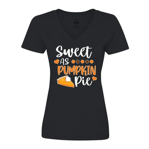 Inktastic Thanksgiving Sweet as Pumpkin Pie Women's V-Neck T-Shirt