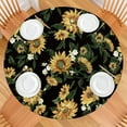 thumbnail image 2 of Sunflower Theme Round Tablecloth with Elastic Edge, Water-Resistant Cover for Kitchen or Garden, Fits 44-52 Inch Tables, 2 of 7