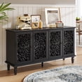 thumbnail image 5 of Aukfa 60" Antique Buffet Cabinet with Floral Carved Doors, Solid Wood Sideboard TV Stand for Kitchen Dining Living Room,Black, 5 of 8