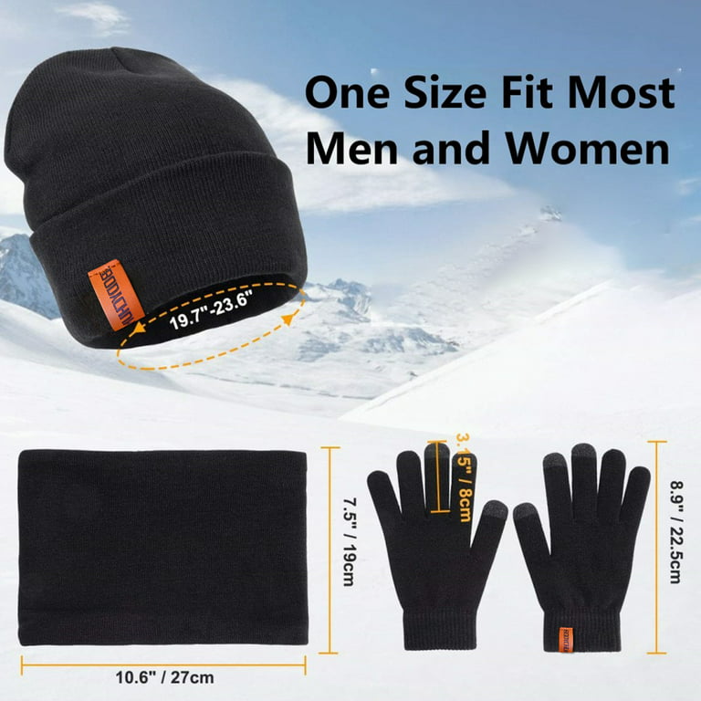 Hat Scarf and Gloves Set - 3pcs/set Mens Women Beanie Hat And Neck Scarf  Knitted Gloves Set Winter Warmer