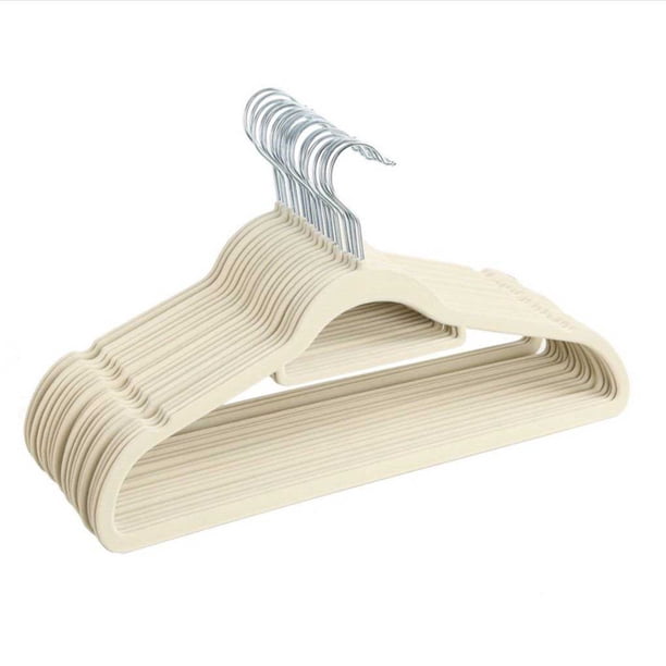 Perchas abrazables Toystoory de Terciopelo flocado antideslizantes 20 piezas para ropa Blanco