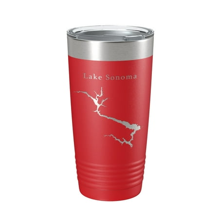 

Lake Sonoma Map Tumbler Travel Mug Insulated Laser Engraved Coffee Cup California 20 oz Red