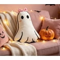 thumbnail image 5 of 15" Ghost Shaped Throw Pillow with Pumpkin Print, Soft Spooky Decor Polyester Plush Stuffed Cushion for Halloween Sofa Bedroom Party, 5 of 6