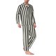 thumbnail image 2 of Balery Black And White Thick Stripes Pijama para Hombre de Dos Piezas con Manga Larga, Conjunto de Dormir y Descanso Suave con Bolsillos-Large, 2 of 7