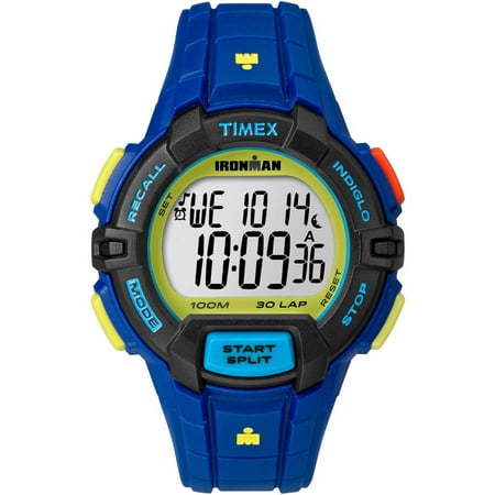 Timex Men's Ironman Rugged 30 Color Block Full-Size Watch, Blue Resin Strap