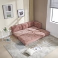 thumbnail image 5 of 3 Seater Chenille Convertible Sofa Bed with Modular Sections & Side Pockets – Compact Design for Small Spaces, Thick Cushions, No Assembly Required, Pink, 5 of 7