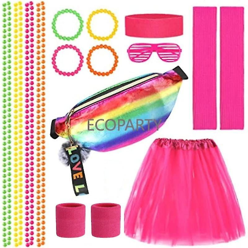 80s Costume Accessories Set With Fanny Packfishnet Gloves Leg Warmers Tutu Skirts For Women Girls 80s Retro Theme Party Outfits Walmart