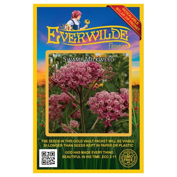 Everwilde Farms 200 Swamp Milkweed Flower Seeds, Resealable Mylar Packaging