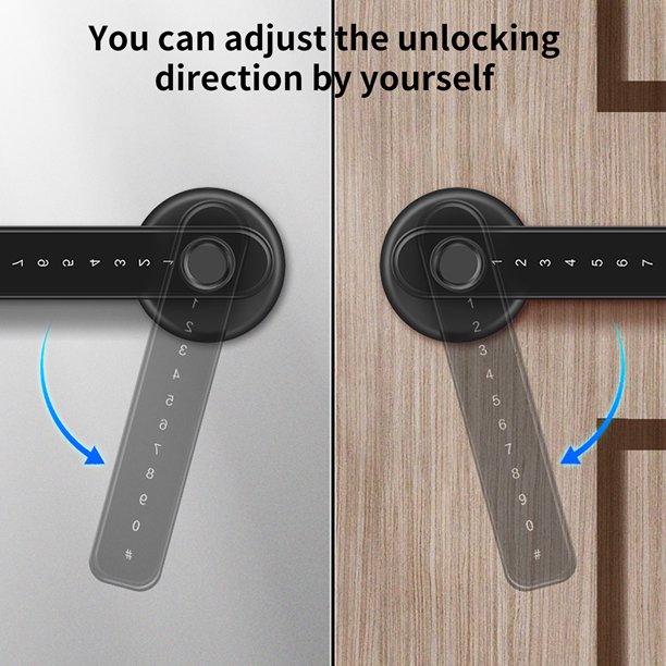 Cerradura de puerta con huella dactilar 2 en 1 Cerradura de manija de palanca de contraseña biométrica (negro)