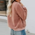 thumbnail image 3 of Nfurl Womens Petite Sherpa Jackets Warm Long Sleeve Zip up Fleece Jacket Fitted Solid Color Outerwear Coat Ladies Fall Winter Clothes Pink M, 3 of 6