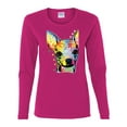 thumbnail image 2 of Wild Bobby Dean Russo Colorful Chihuahua Dog Lover Women Graphic Long Sleeve Tee, Fuschia, Large, 2 of 5