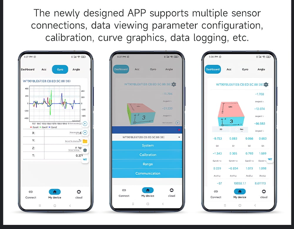 [Bluetooth 5.0 Accelerometer+Inclinometer] WT9011DCL MPU9250 High-Precision 9-axis Gyroscope+Angle(XY 0.2° Accuracy)+Magnetometer with Kalman Filter, Low-Power 3-axis AHRS IMU Sensor for Arduino
