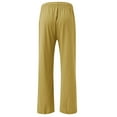 thumbnail image 5 of KALE Linen Pants Women Palazzo for Casual Womens Cotton Loose Comfy Work With Pockets Elastic High Waist Paper Bag Drawstring Baggy Pants Yellow, 5 of 6