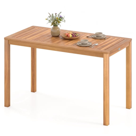 Biotree Outdoor Acacia Wood Dining Table for 4 to 6 with Slatted Tabletop for Patio Deck and Garden Meals, Natural