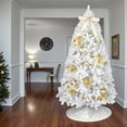 thumbnail image 2 of Tcbosik Prelit Artificial Christmas Tree with Remote Control and 400 LED Lights, 7.5ft Xmas Tree with 1600 Branch Tips, Tree Skirt and Ornaments, Indoor Holiday Decoration with Metal Stand, White, 2 of 10