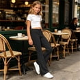 thumbnail image 6 of Stamzod Girls' Bell Bottom Leggings Solid Color Elastic Waist Flared Sweatpants Loose Fit Casual Pants for Girls 11-12Years, 6 of 8