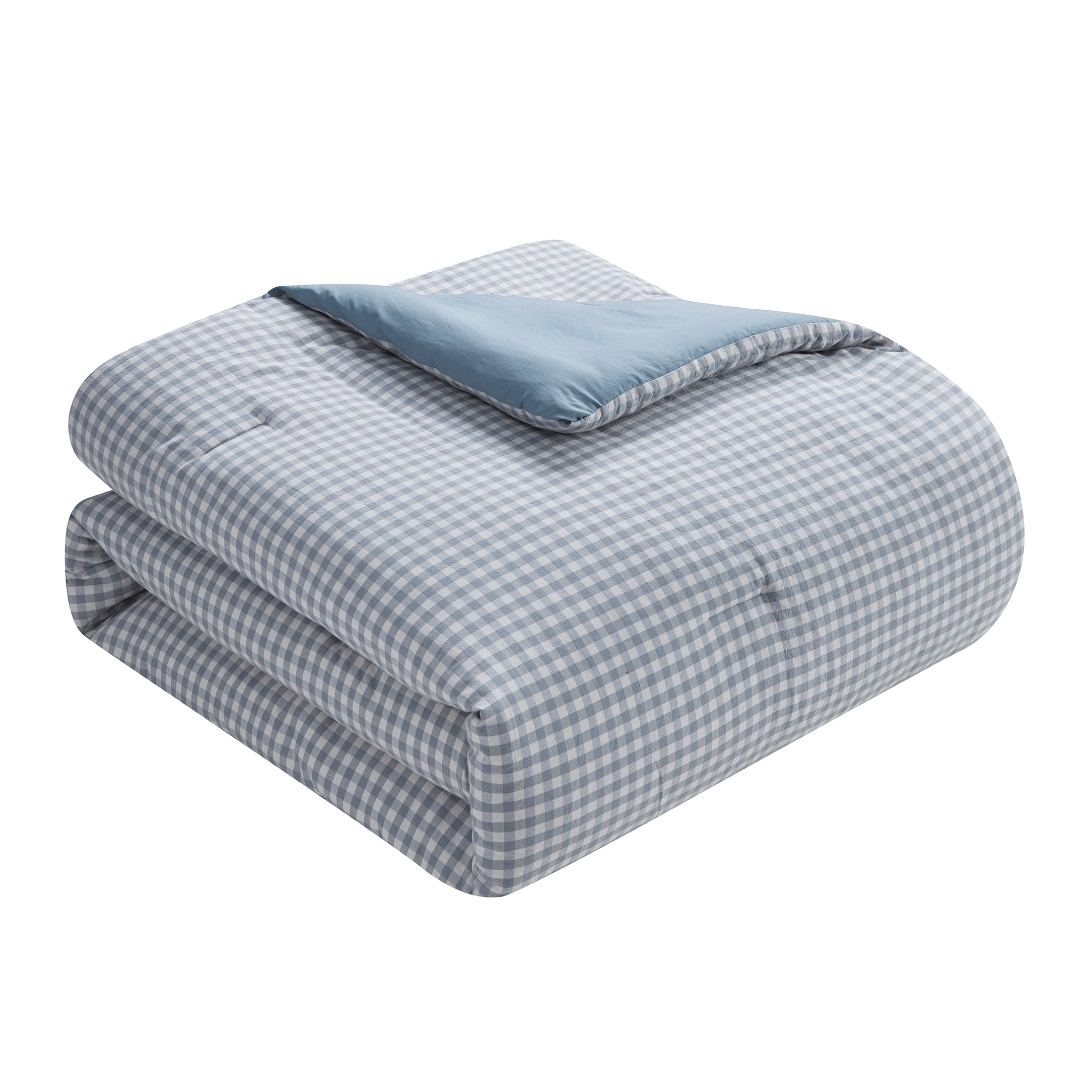 My Texas House Collins 2-Piece Blue Gingham Cotton Comforter Set, Twin/Twin XL