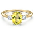 thumbnail image 3 of Gem Stone King 10K Yellow Gold Canary Mystic Topaz and White Zirconia 3-Stone Ring for Women | 1.78 Cttw | Oval 8X6MM | Gemstone November Birthstone | Size 5, 3 of 6