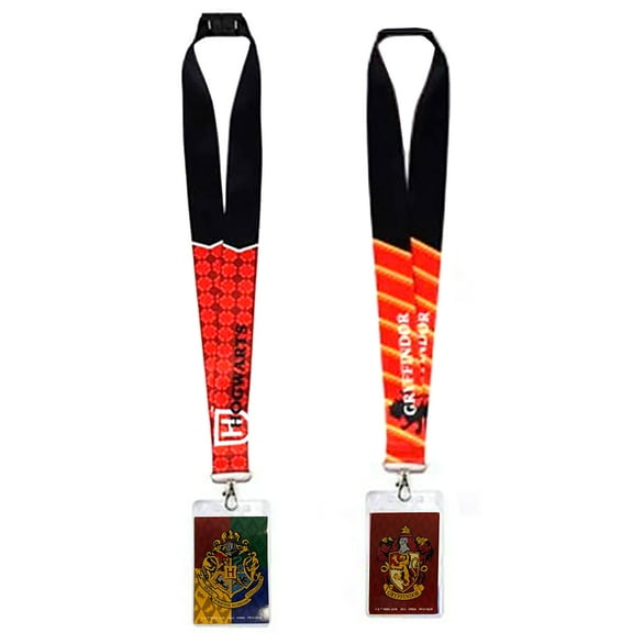 Harry Potter Lanyard Hogwarts Crest & Gryffindor Crest Deluxe Lanyards with Card Holder 2 Pack Set