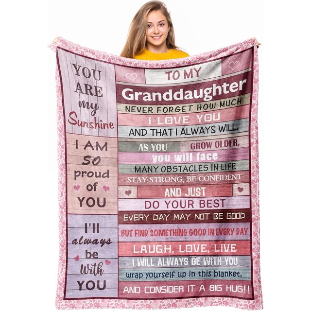 LHSHID Granddaughter Gifts from Grandma Grandpa Gifts for Granddaughter Granddaughter Gift Ideas to My Granddaughter Christmas Graduation Birthday Valentine’s Day Gift Throw Blanket 40"x50"