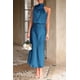 thumbnail image 5 of Vestido PRETTYGARDEN 2025 Verano Satén Sin Mangas Azul Marino Talle S, 5 of 7