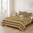 thumbnail image 2 of Quilts King Size Bedding Set, Yellow Brown Boho Lightweight Quilted Comforter, Ethnic Tribe Aesthetic Abstract Art Soft Reversible Bedspread Coverlet with Pillow Covers for All Season, 96" x 106", 2 of 9