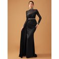 thumbnail image 3 of Vestidos largos estilo Arabia Saudita para mujer 2024 Nuevos vestidos de noche musulmanes de manga larga con cuentas de color rojo vino negro Abaya, 3 of 5