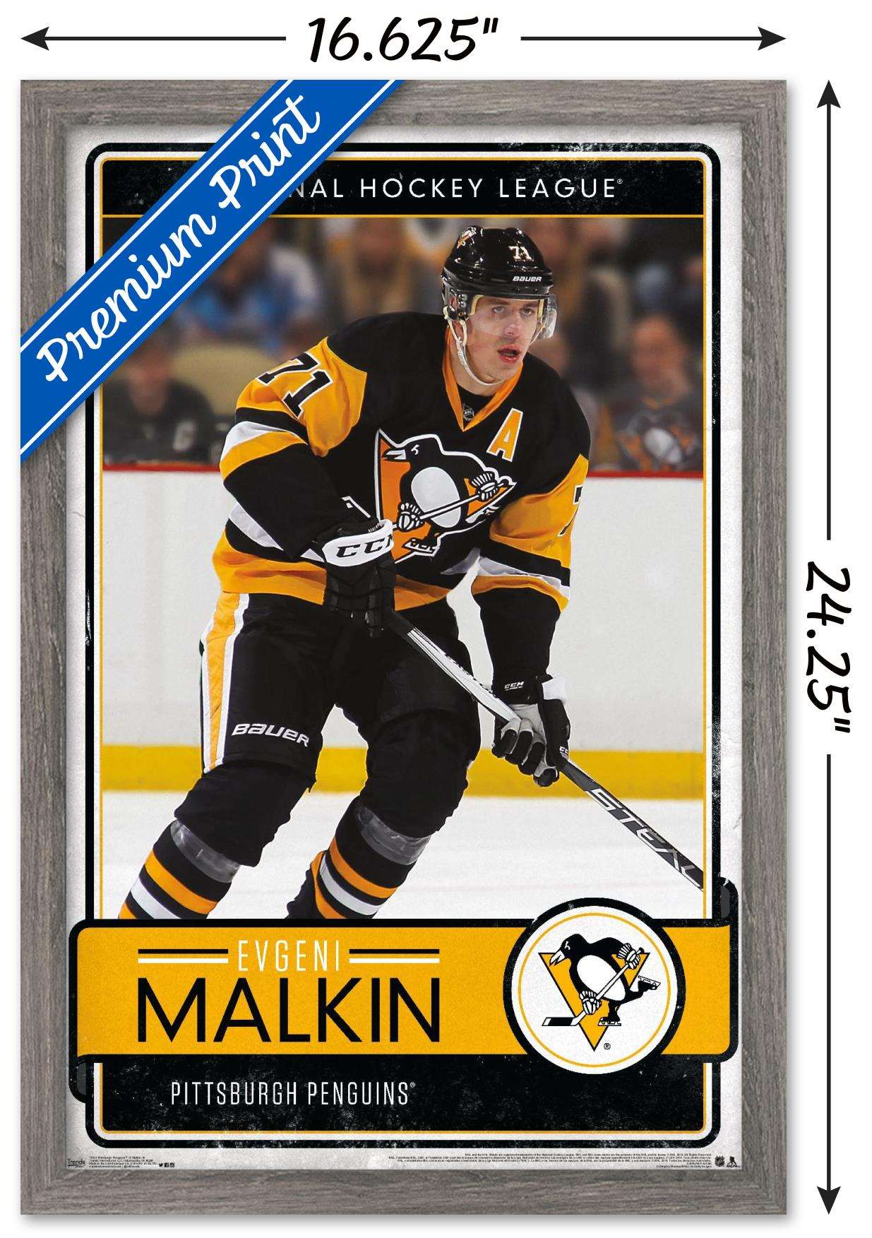 NHL Pittsburgh Penguins - Evgeni Malkin 16 Wall Poster, 14.725" x 22.375", Framed