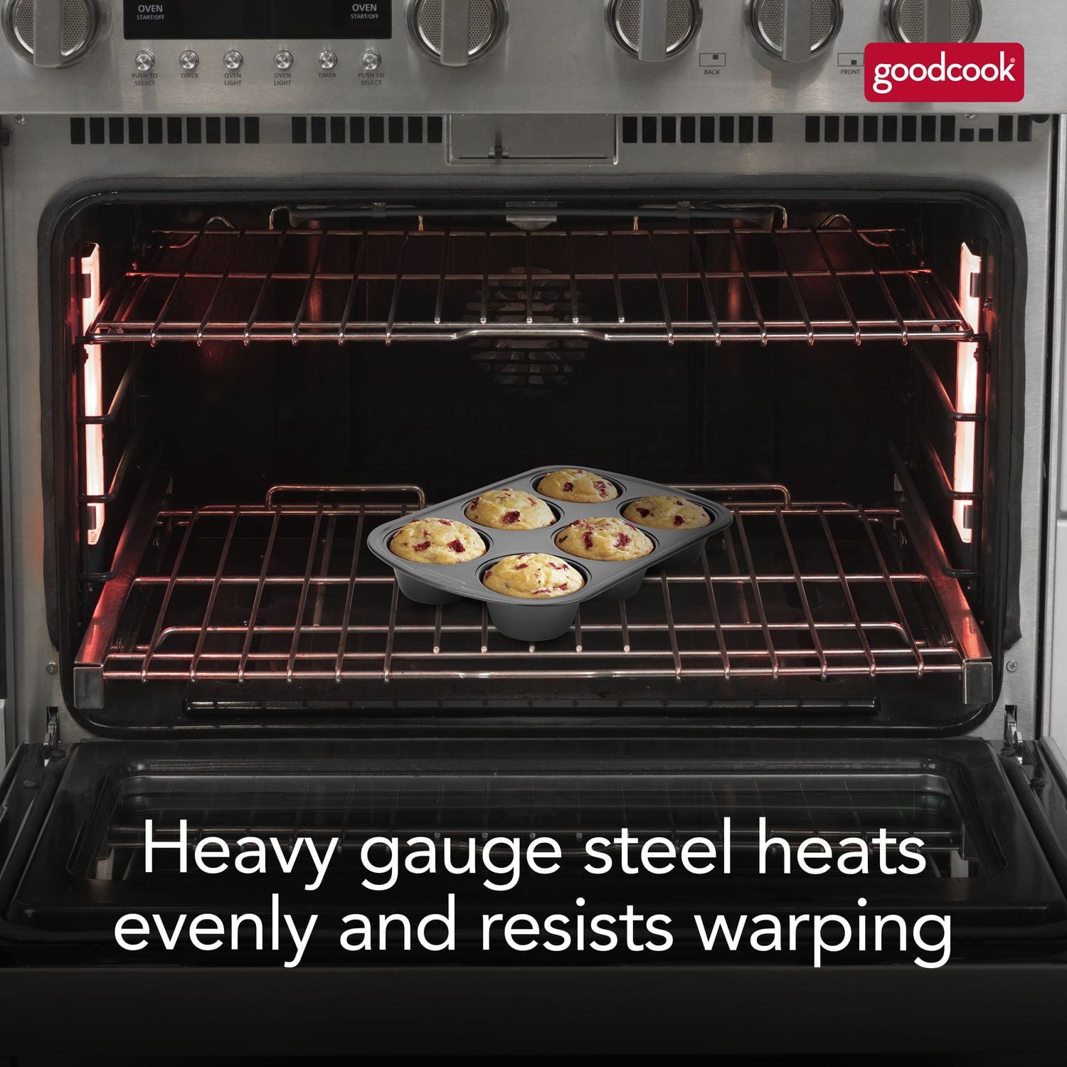 Goodcook Non-Stick Texas Muffin Pan, 6 Cup, Muffin Pan