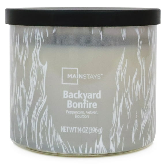 Mainstays 3-Wick Textured Wrapped Backyard Bonfire Scented Candle, 14 oz