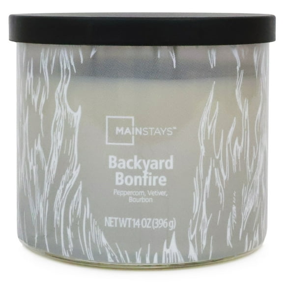Mainstays 3-Wick Textured Wrapped Backyard Bonfire Scented Candle, 14 oz