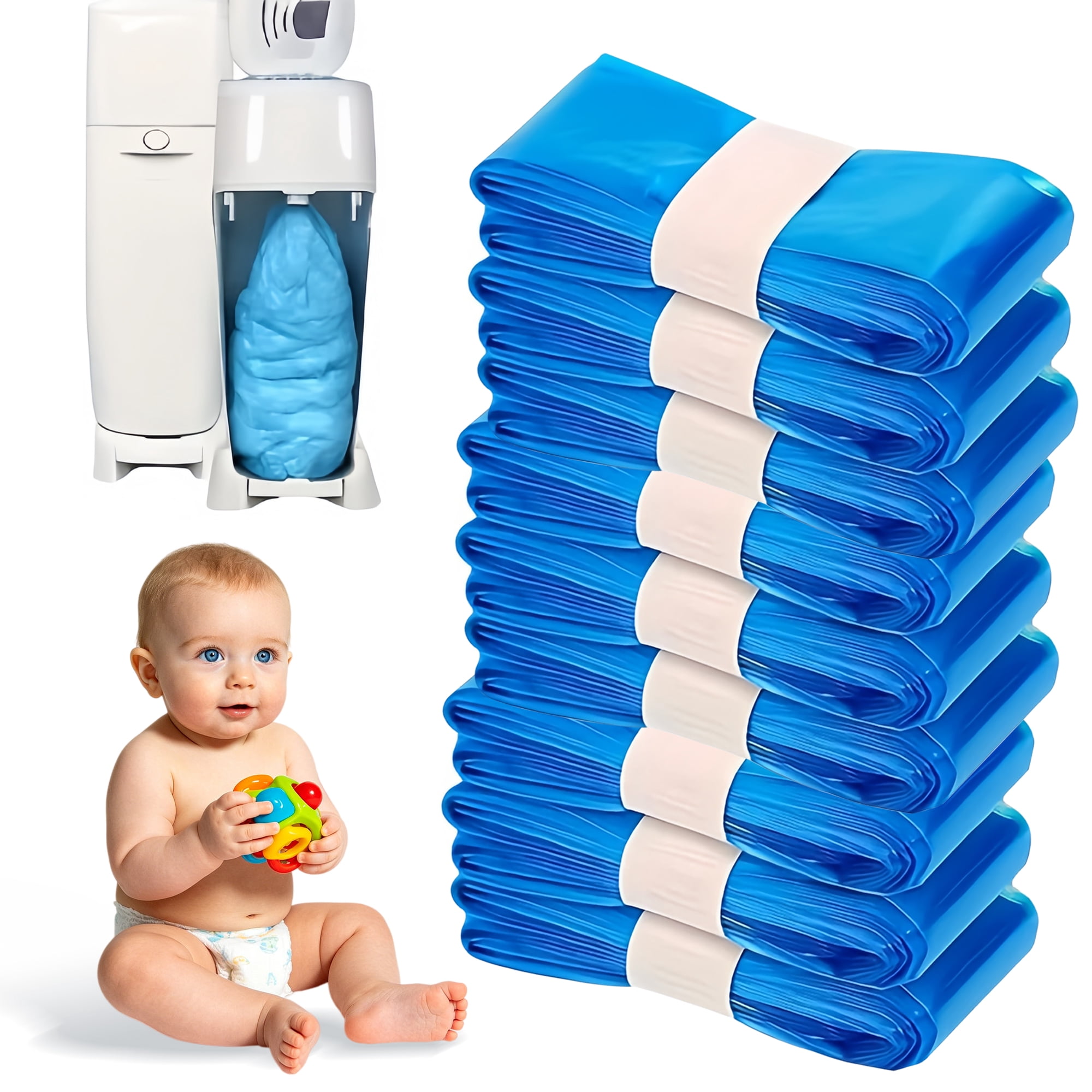 9 Pack Diaper Pail Refill Bags, Odor-Blocking & Leak-Proof Liners, Compatible with Most Diaper Pails