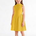 thumbnail image 2 of Riecok Sleeveless Dresses for Girls Crewneck A Line Dress Solid Pleated Summer Uniform Dresses for School, 2 of 8