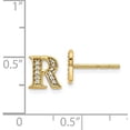 thumbnail image 3 of 14k Yellow Gold Diamond Initial R Earrings - 8mm Natural Diamonds - 1.4gm, 3 of 5